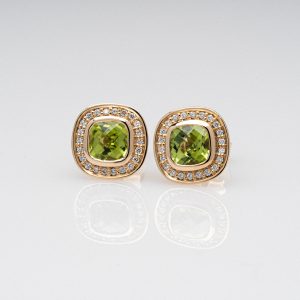 Wende Horz Schmuck Ohrringe aus Gold mit grünem Edelstein und Diamanten